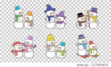 Set of cute snowmen Set of cute snowmen 117859852