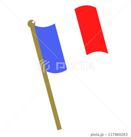 さおについたフランスの国旗のイラスト 117860263
