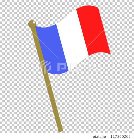 法國國旗在桿子上的插圖 117860263