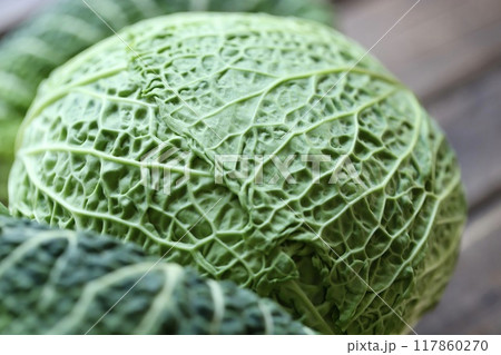 低農薬栽培のちりめんキャベツ　新鮮生野菜 117860270