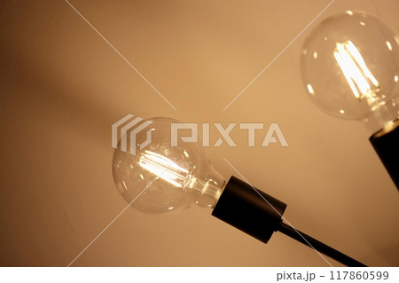 LED電球をつけたシーリングライト　ヴィンテージ風ライト 117860599