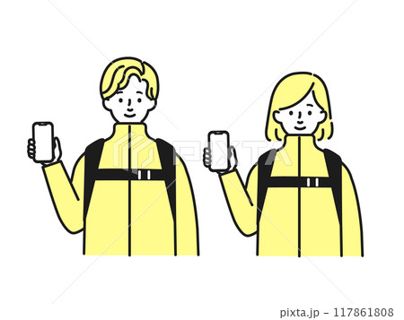 スマホを使う人イラスト素材 117861808