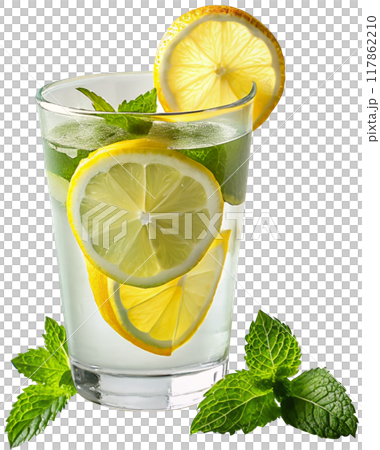 glass with lemon and mint 117862210