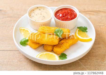 fried fish finger stick or french fries fish 117862448