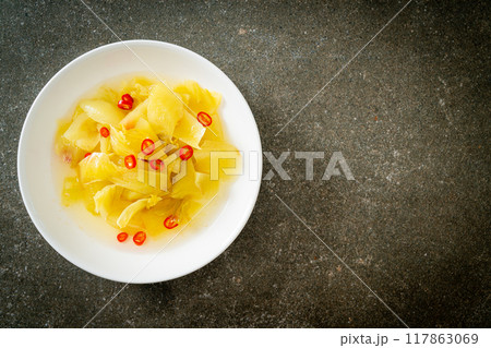 spicy salad pickle cabbage or celery with sesame oil 117863069