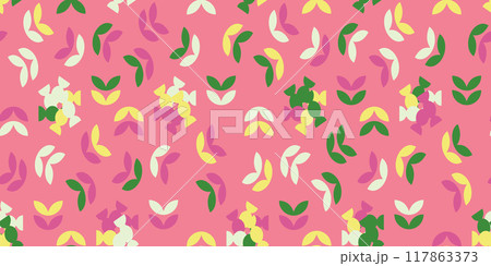 Geometric floral pattern flowers on blush background. Repeat design.  117863373