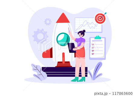Businesswoman checking product quality Illustration concept on white background 117863600