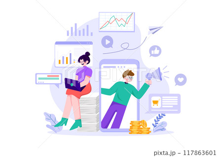 Business marketing management Illustration concept on white background 117863601