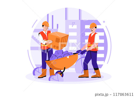 Construction worker working on the construction project 117863611