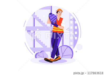 Construction worker holding cement bag Construction worker holding cement bag 117863618