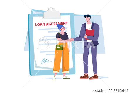 Man With The Loan Agreement Illustration concept on white background Man With The Loan Agreement Illustration concept on white background 117863641
