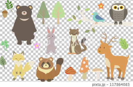 Cute animal illustration set 117864083