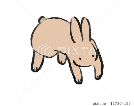 飛び跳ねるうさぎの手描きイラスト 117864195