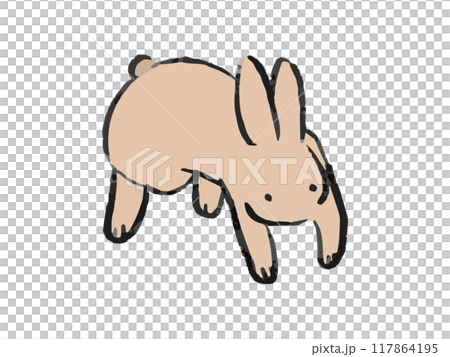 飛び跳ねるうさぎの手描きイラスト 117864195