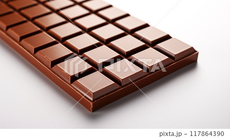 白背景に板チョコレートのクローズアップ 117864390