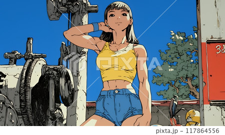 筋肉隆々の若い女性