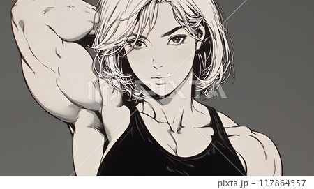 筋肉隆々の若い女性