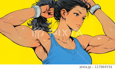 筋肉隆々の若い女性