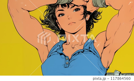 筋肉隆々の若い女性