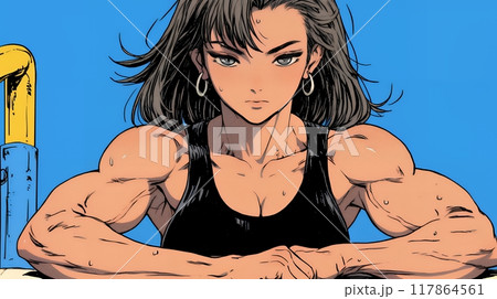 筋肉隆々の若い女性