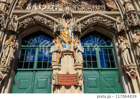 Details of the main portal of Bern cathedral (Bern Minster), Switzerland Details of the main portal of Bern cathedral (Bern Minster), Switzerland 117864839
