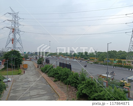 Noida , India - high voltage electric tower in noida 18 august 2024 Noida , India - high voltage electric tower in noida 18 august 2024 117864871
