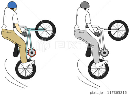 BMXフリースタイルを演技する選手のイラストセット 117865216