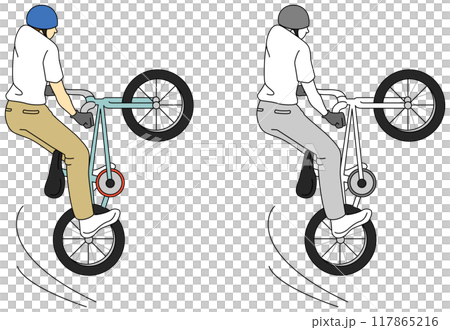 BMXフリースタイルを演技する選手のイラストセット 117865216