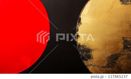 年賀状用の抽象的な背景画像 - 赤と黒と金のデザイン 117865237