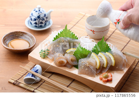 普通のこんにゃくで作った 刺身こんにゃく 普通のこんにゃくで作った 刺身こんにゃく 117865556
