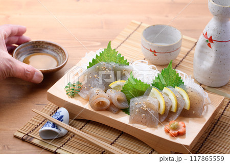 普通のこんにゃくで作った 刺身こんにゃく 普通のこんにゃくで作った 刺身こんにゃく 117865559