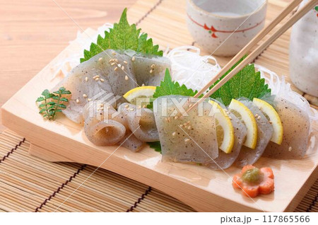 普通のこんにゃくで作った 刺身こんにゃく 117865566