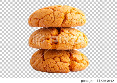 Cracked Pumpkin butter cookies isolated on white transparent background. 117865642