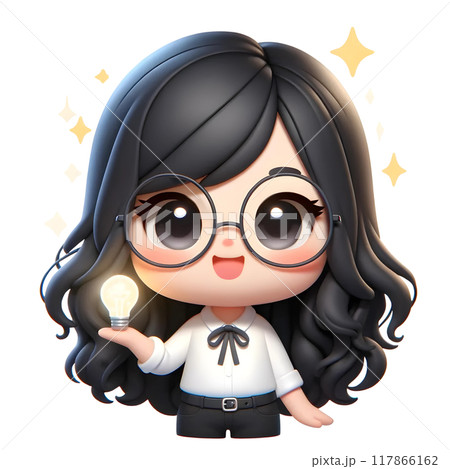3d girl with lightbulb 117866162