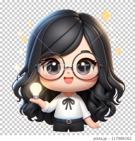 3d girl with lightbulb 117866162