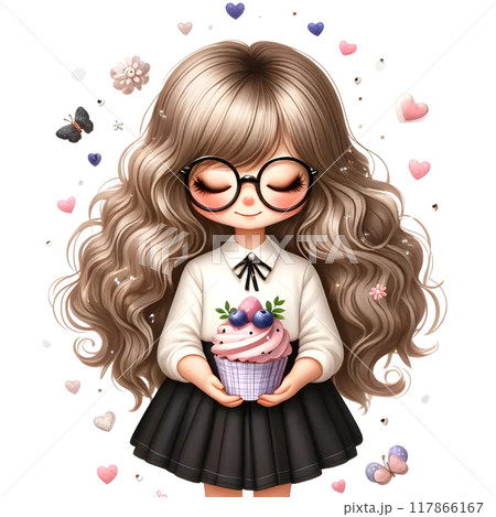 3D girl with cupcake 3D girl with cupcake 117866167