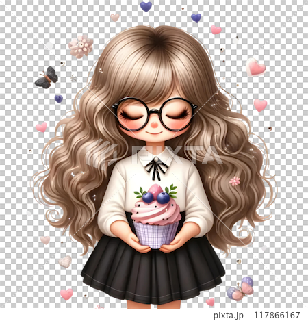 3D girl with cupcake 3D girl with cupcake 117866167