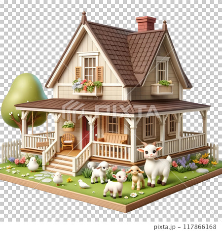 3D farmhouse with goats 117866168