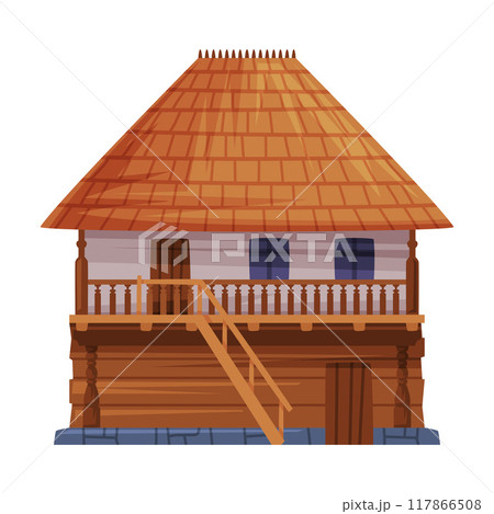 Wooden House and Dwelling as Romania Traditional Symbol Vector Illustration 117866508