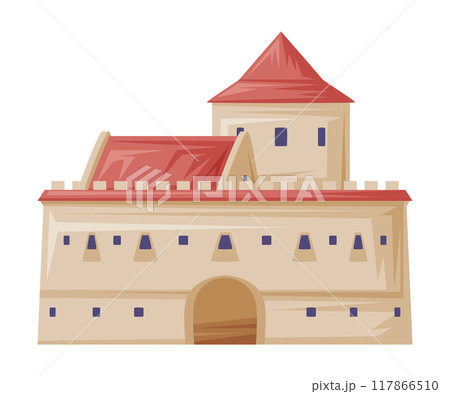 Stone Medieval Castle as Romania Traditional Symbol and Object Vector Illustration Stone Medieval Castle as Romania Traditional Symbol and Object Vector Illustration 117866510