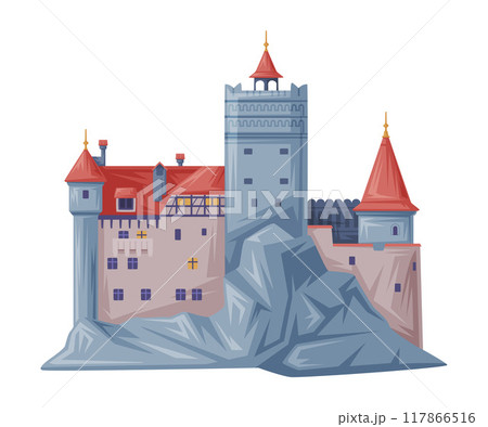 Bran Castle in Transylvania as Romania Traditional Symbol and Object Vector Illustration Bran Castle in Transylvania as Romania Traditional Symbol and Object Vector Illustration 117866516