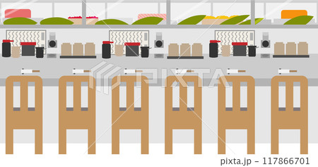 寿司屋のカウンター席のイメージ素材 117866701