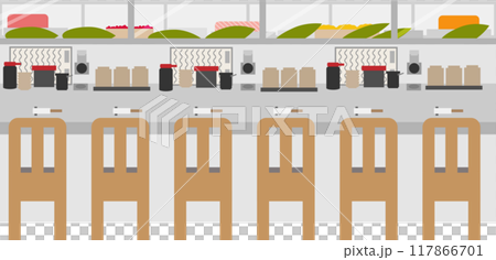 寿司屋のカウンター席のイメージ素材 117866701