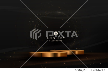 Gorgeous design with a gold podium and an abstract round frame with shiny mosaic Gorgeous design with a gold podium and an abstract round frame with shiny mosaic 117866713
