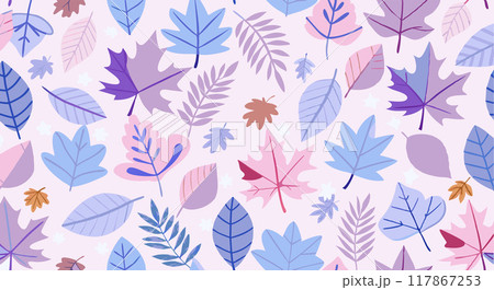 A seamless vector pattern featuring a variety of colorful autumn leaves in pastel tones. Ideal for seasonal backgrounds, textiles, and fall-themed designs. A seamless vector pattern featuring a variety of colorful autumn leaves in pastel tones. Ideal for seasonal backgrounds, textiles, and fall-themed designs. 117867253