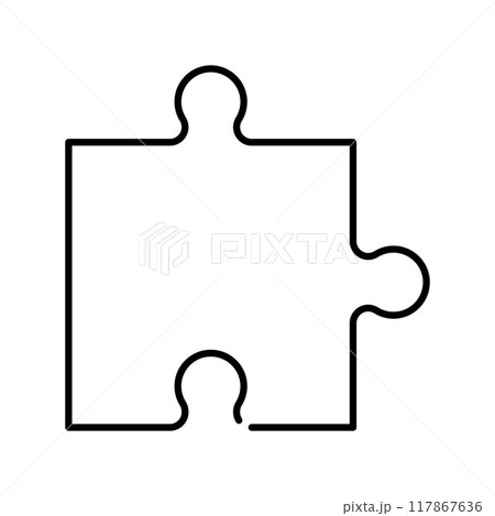 Puzzle piece icon continuous one drawing. Toy kids company logotype symbol template concept. Vector illustration, editable stroke. 117867636