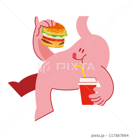 健康的で元気な胃袋 健康な胃 かわいい胃 健康的で元気な胃袋 健康な胃 かわいい胃 117867664