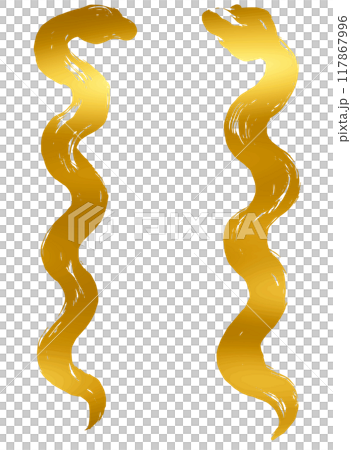Year of the Snake, New Year's material, brush-touched snake silhouette illustration_gold Year of the Snake, New Year's material, brush-touched snake silhouette illustration_gold 117867996