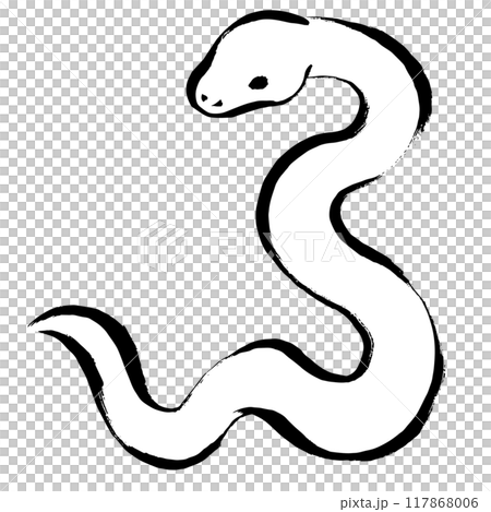 巳年、年賀素材、筆タッチのヘビのイラスト 巳年、年賀素材、筆タッチのヘビのイラスト 117868006