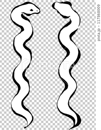 Year of the snake, New Year's material, brush-drawn snake illustration Year of the snake, New Year's material, brush-drawn snake illustration 117868009